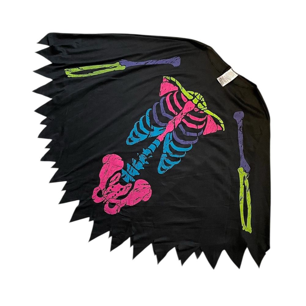 Women’s Halloween Colorful Skeleton Poncho Costume